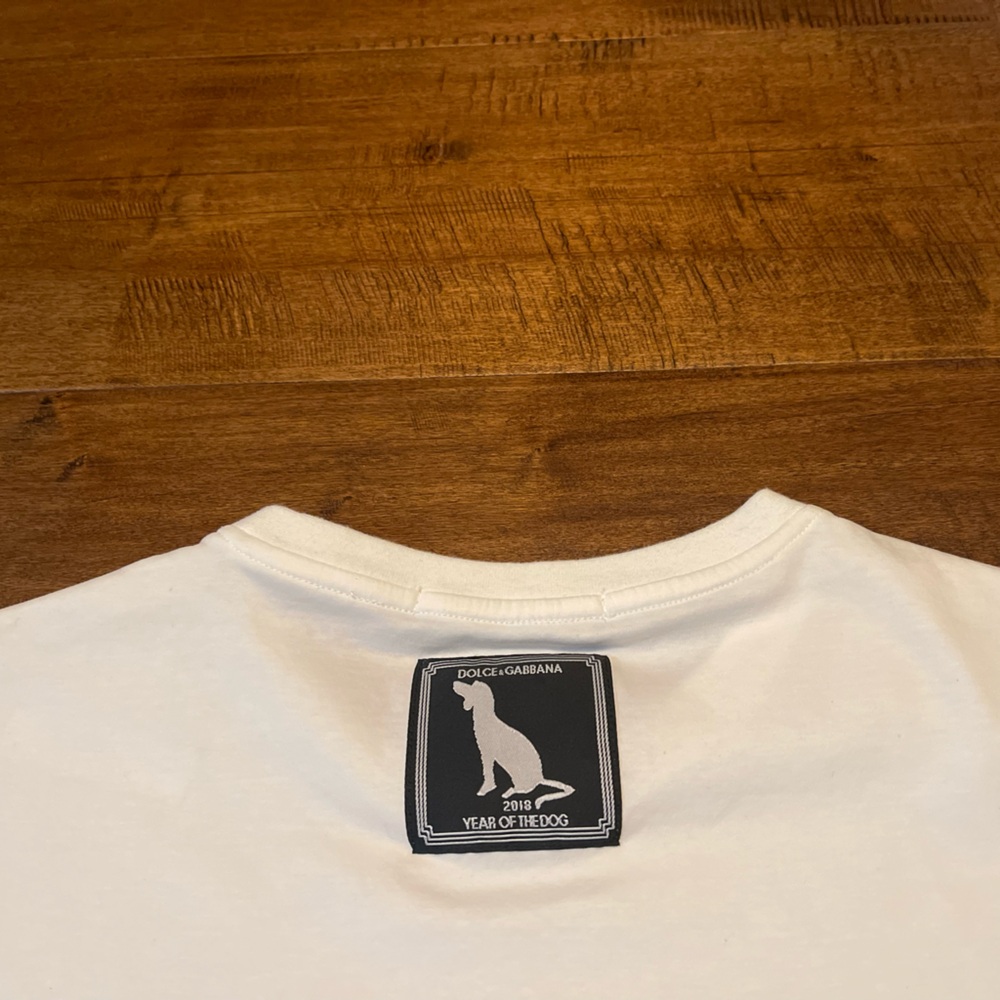 Dolce & Gabbana 2018 Year of the Dog Italy White Designer T-Shirt - Adult 48 - Picture 5 of 6